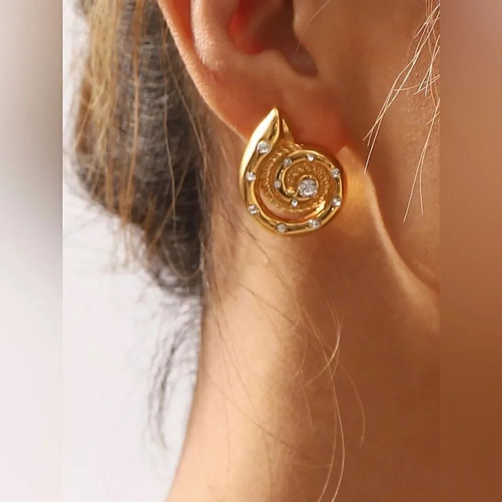 Diamond shell earrings N1008